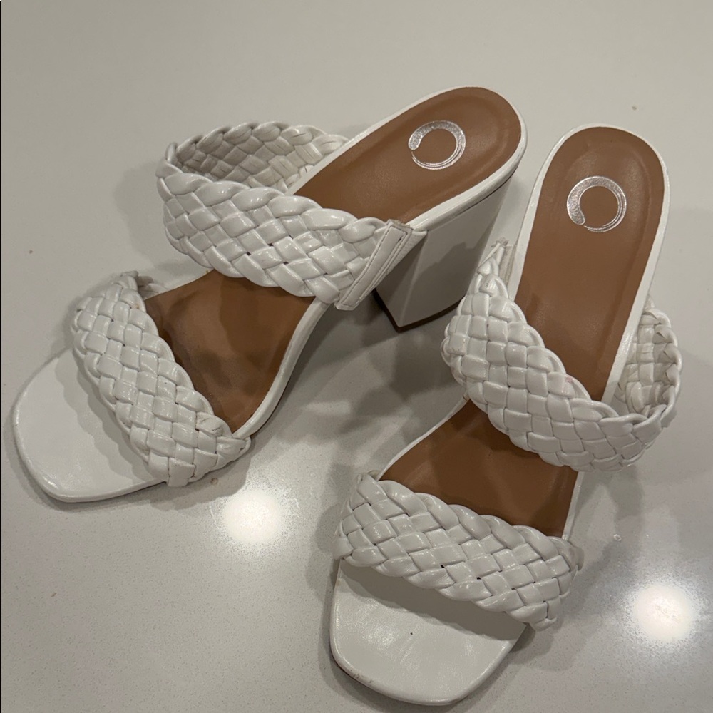 Elegant White Braided Women's Heels